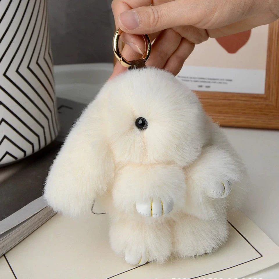 15Cm Fluffy Rabbit Fur Pompon Bunny Keychain Soft Cute Rabbit Toy Key Chain Bag Decoration Accessories Gift for Girls