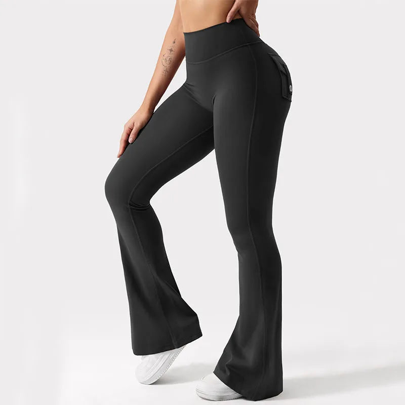 2024 Newest Women Wide Leg High Stretch Yoga Leggings Naked Feeling Compression Fitness Workwear with Pockets Yoga Pant 