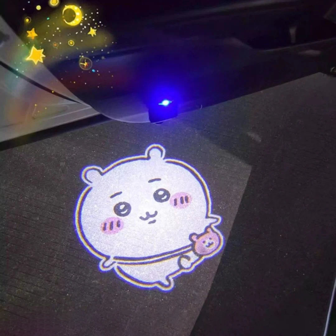 Cartoon Cute Chiikawa Welcome Light Car Door Projector Lamps Hd Ambient Light Induction Open the Door Projection