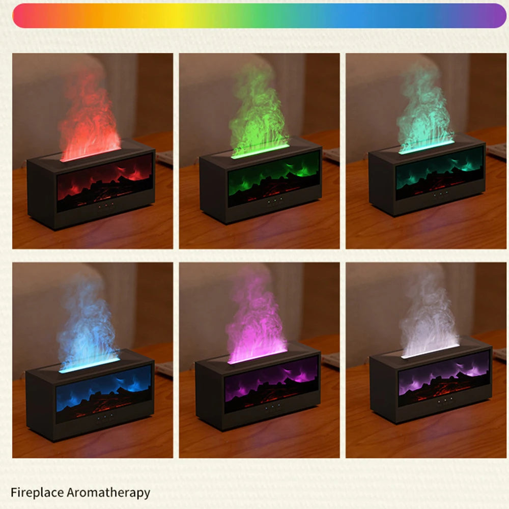 Simulation Fireplace Flame Air Humidifier USB Aroma Essential Oil Diffuser for Home Room Fragrance Electric Aromatherapy Difusor