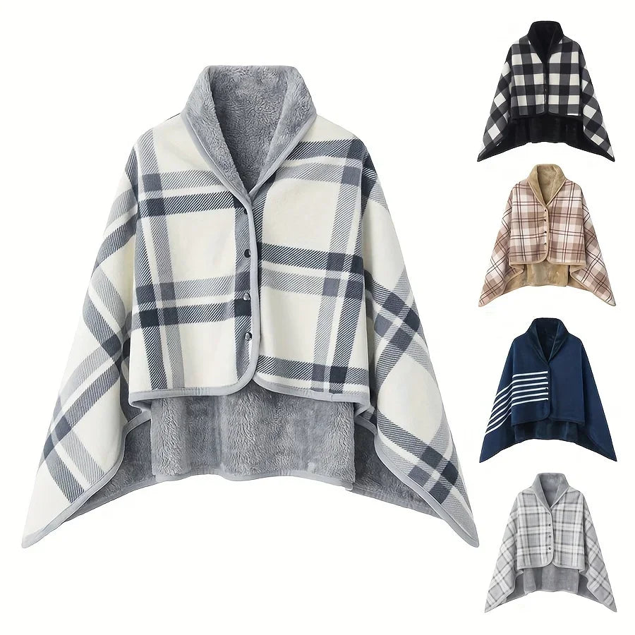 Wearable Flannel Blanket – Soft Shawl for Office & Lazy Days