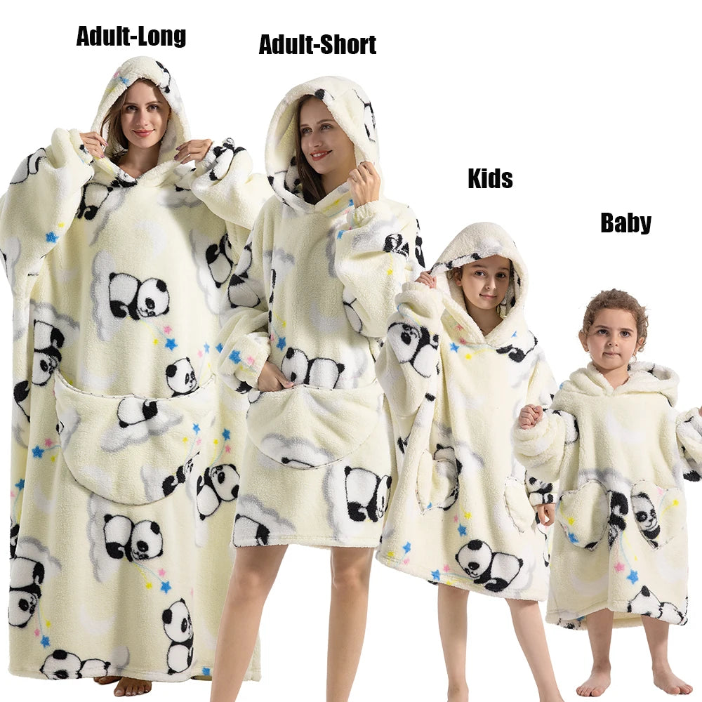 Giant Fleece Hoodie Blanket – Unisex Oversized Pullover for Winter