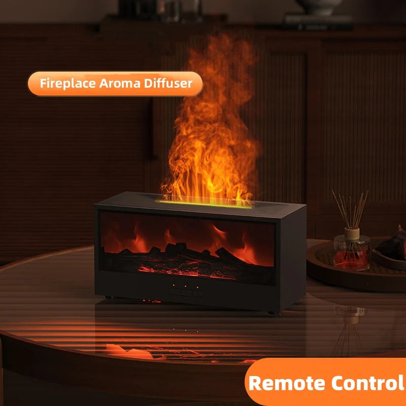 Simulation Fireplace Flame Air Humidifier USB Aroma Essential Oil Diffuser for Home Room Fragrance Electric Aromatherapy Difusor