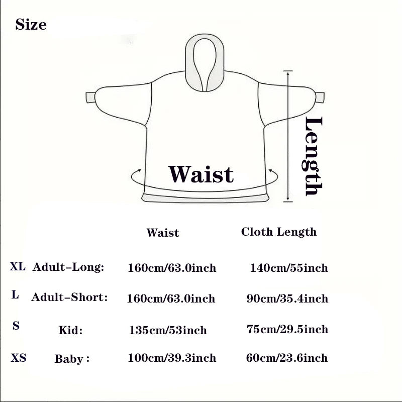 Giant Fleece Hoodie Blanket – Unisex Oversized Pullover for Winter