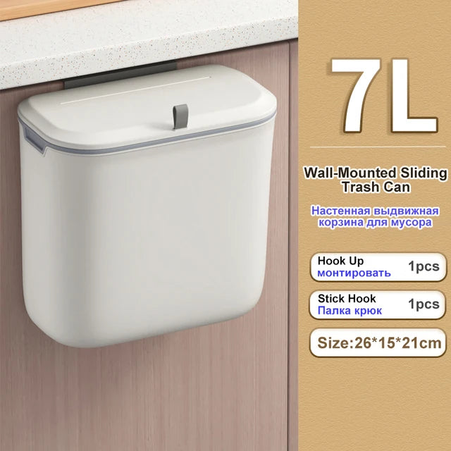 Wall-Mounted Bathroom Trash Can – Slim, Waterproof Bin with Lid