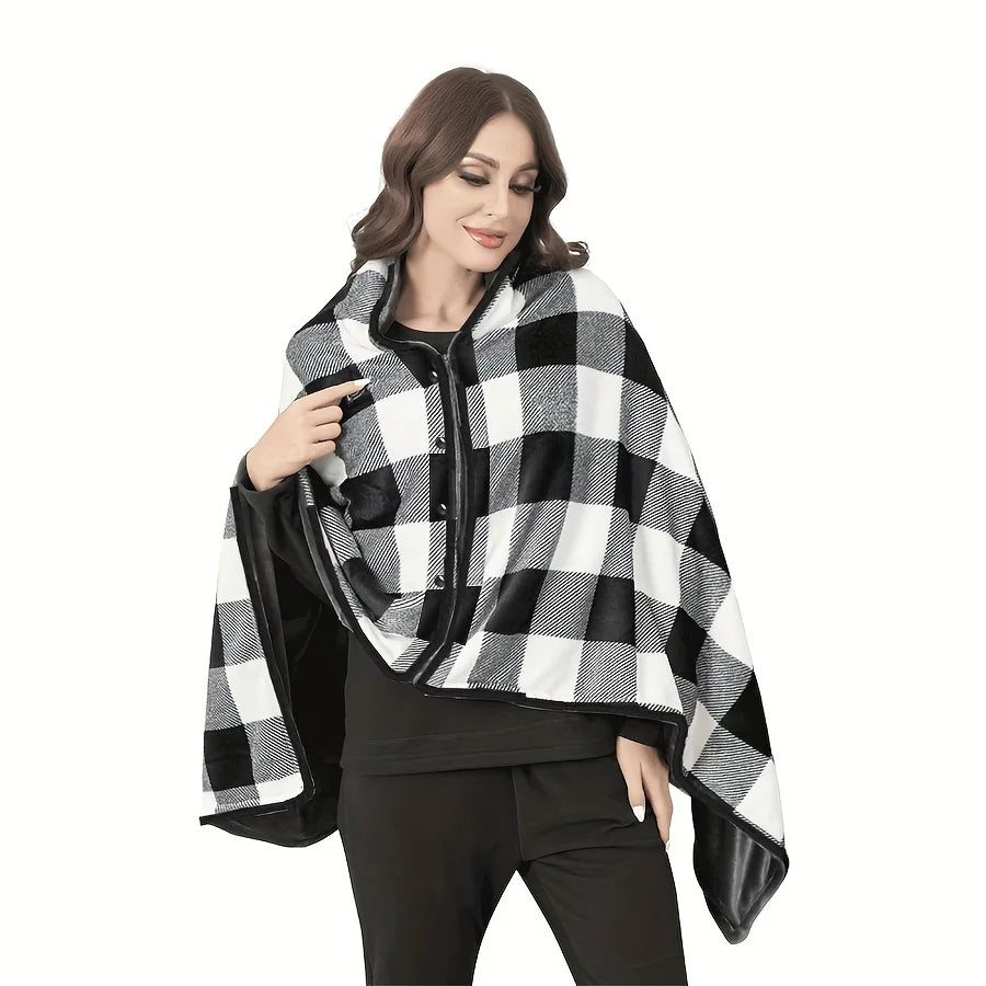 Wearable Flannel Blanket – Soft Shawl for Office & Lazy Days