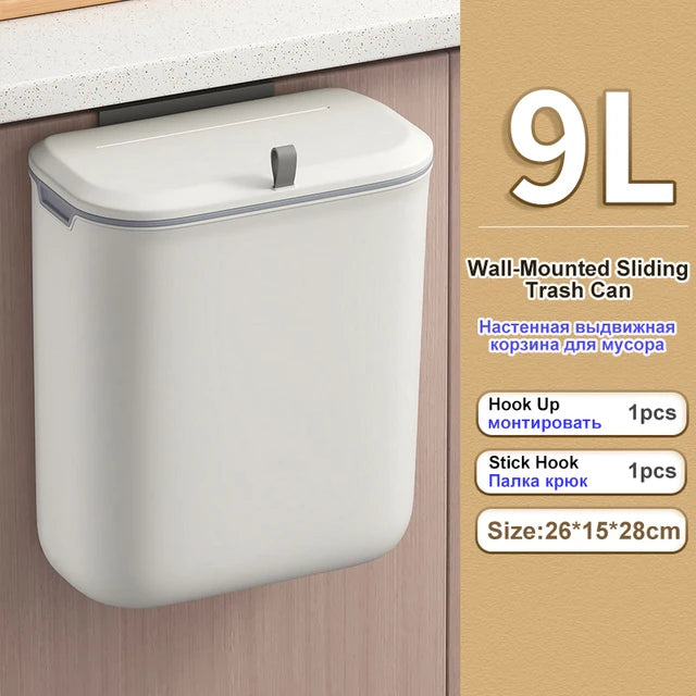 Wall-Mounted Bathroom Trash Can – Slim, Waterproof Bin with Lid
