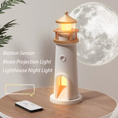 Moon Lamp Projection Lighthouse Lamps Night Light Remote Control Bluetooth Music Motion Sensor Ambient Lights Xmas Birthday Gift