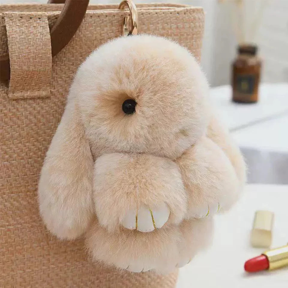 15Cm Fluffy Rabbit Fur Pompon Bunny Keychain Soft Cute Rabbit Toy Key Chain Bag Decoration Accessories Gift for Girls