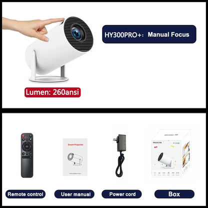 Hy300 Pro New Projector 4K Android Wifi 1080P 1280*720P HD Home Cinema Outdoor Portable Video Movies Led Mini Projetor