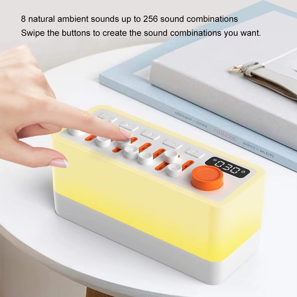 Smart Sleep Aid Speaker RGB 12 Colors Night Light with 8 Nature Sounds White Noise Sleep Machine Bluetooth-Compatible Speaker