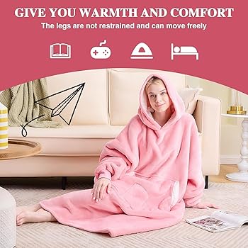 Giant Fleece Hoodie Blanket – Unisex Oversized Pullover for Winter