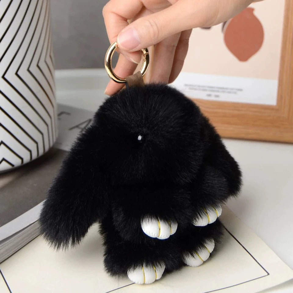 15Cm Fluffy Rabbit Fur Pompon Bunny Keychain Soft Cute Rabbit Toy Key Chain Bag Decoration Accessories Gift for Girls