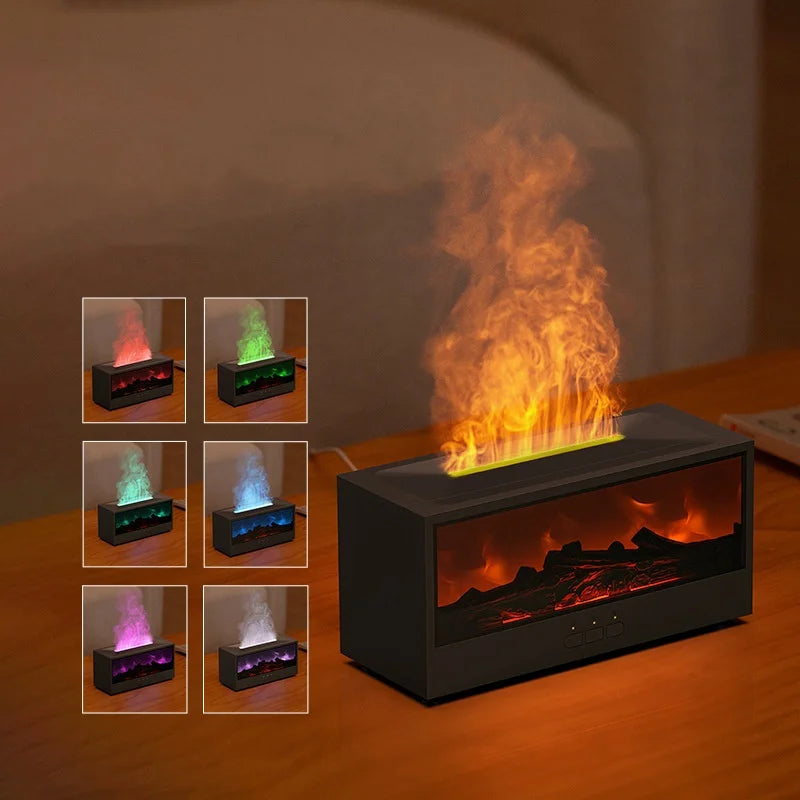 Simulation Fireplace Flame Air Humidifier USB Aroma Essential Oil Diffuser for Home Room Fragrance Electric Aromatherapy Difusor