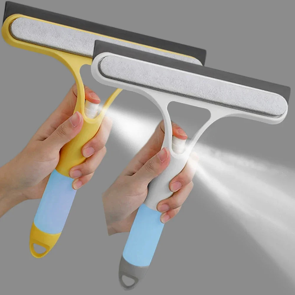 3-in-1 Window Cleaner – Squeegee, Spray & Microfiber Scrub Tool