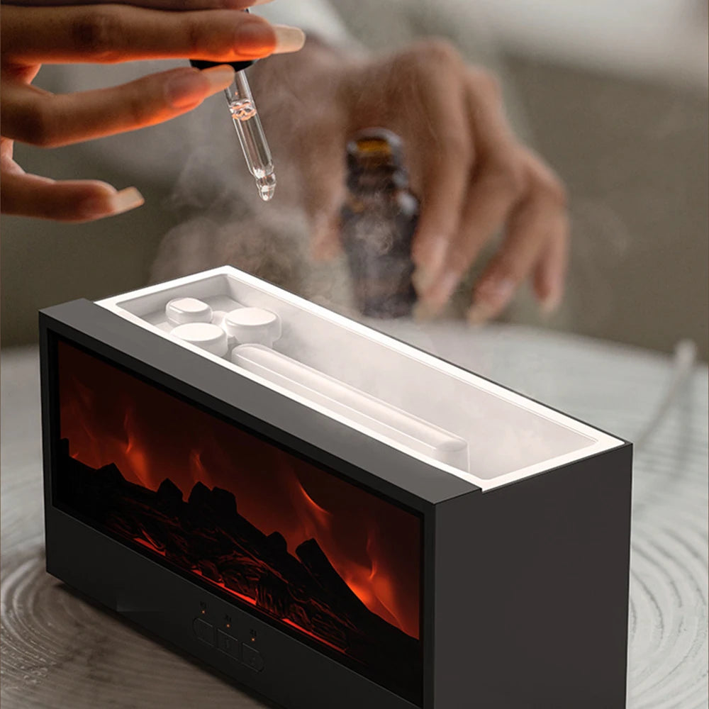 Simulation Fireplace Flame Air Humidifier USB Aroma Essential Oil Diffuser for Home Room Fragrance Electric Aromatherapy Difusor