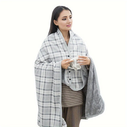 Wearable Flannel Blanket – Soft Shawl for Office & Lazy Days