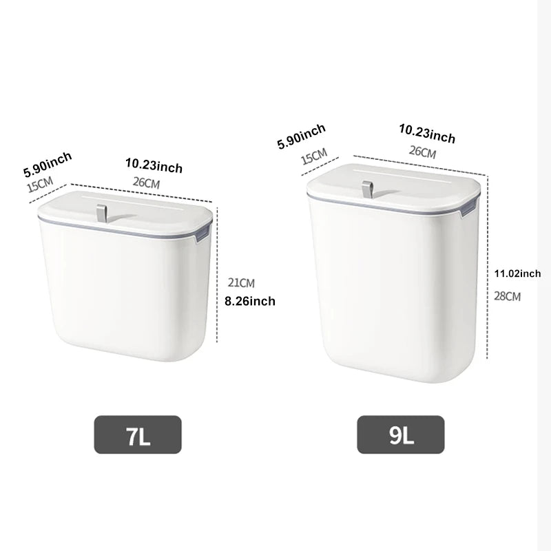 Wall-Mounted Bathroom Trash Can – Slim, Waterproof Bin with Lid
