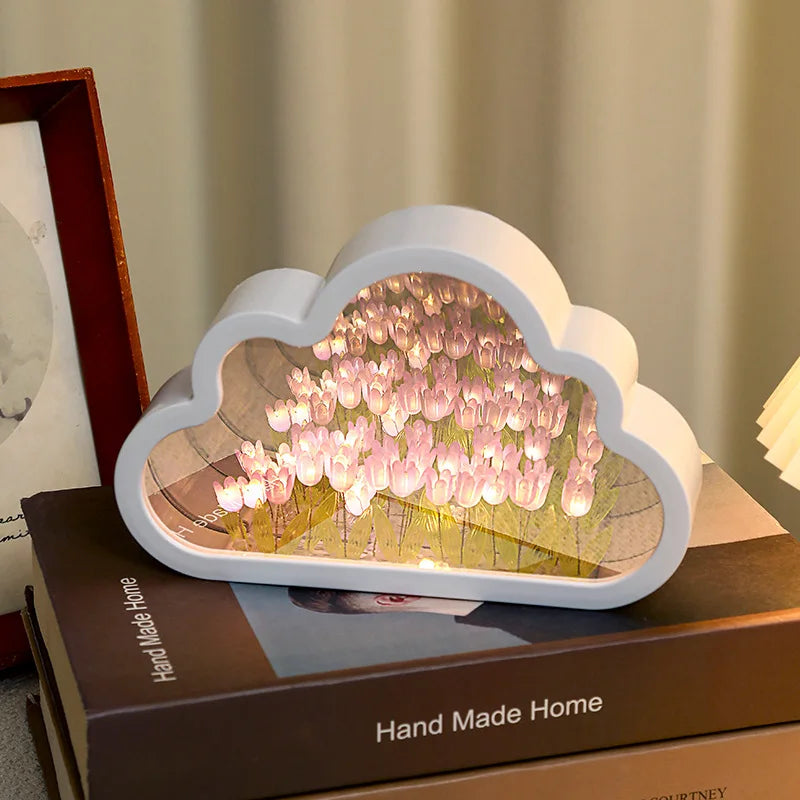 Handmade Tulip Cloud Lamp – Dreamy LED Night Light for Cozy Decor