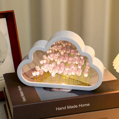 Handmade Tulip Cloud Lamp – Dreamy LED Night Light for Cozy Decor