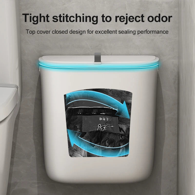 Wall-Mounted Bathroom Trash Can – Slim, Waterproof Bin with Lid