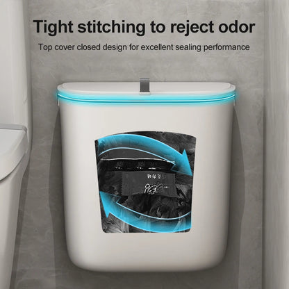 Wall-Mounted Bathroom Trash Can – Slim, Waterproof Bin with Lid