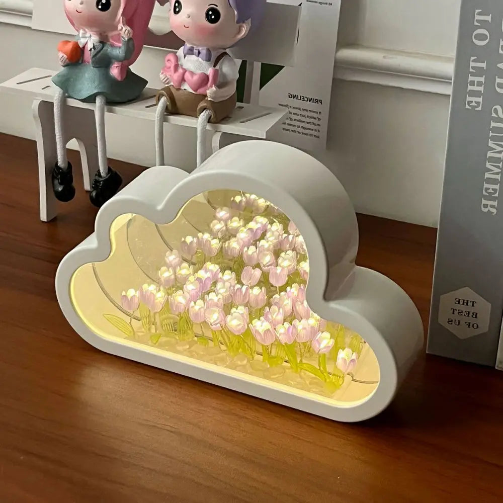 Handmade Tulip Cloud Lamp – Dreamy LED Night Light for Cozy Decor
