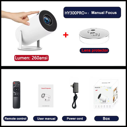 Hy300 Pro New Projector 4K Android Wifi 1080P 1280*720P HD Home Cinema Outdoor Portable Video Movies Led Mini Projetor