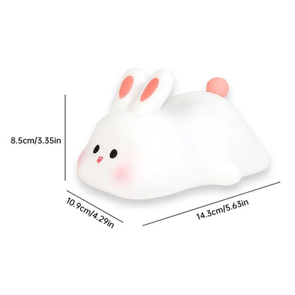 Cute Rabbit Silicone Night Light Touch-Sensitive Big-Faced Bunny Night Light Lamps for Room Decor Lamp Children'S Gift Led Home
