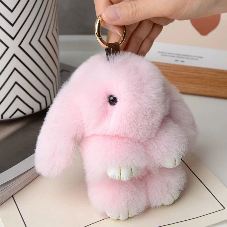 15Cm Fluffy Rabbit Fur Pompon Bunny Keychain Soft Cute Rabbit Toy Key Chain Bag Decoration Accessories Gift for Girls