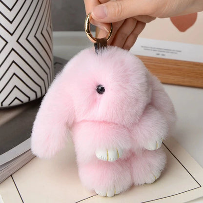 15Cm Fluffy Rabbit Fur Pompon Bunny Keychain Soft Cute Rabbit Toy Key Chain Bag Decoration Accessories Gift for Girls