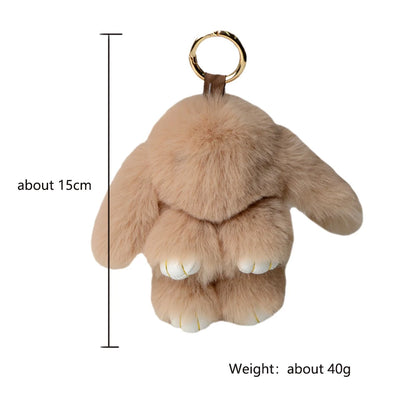 15Cm Fluffy Rabbit Fur Pompon Bunny Keychain Soft Cute Rabbit Toy Key Chain Bag Decoration Accessories Gift for Girls