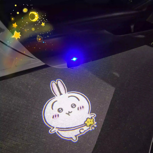 Cartoon Cute Chiikawa Welcome Light Car Door Projector Lamps Hd Ambient Light Induction Open the Door Projection