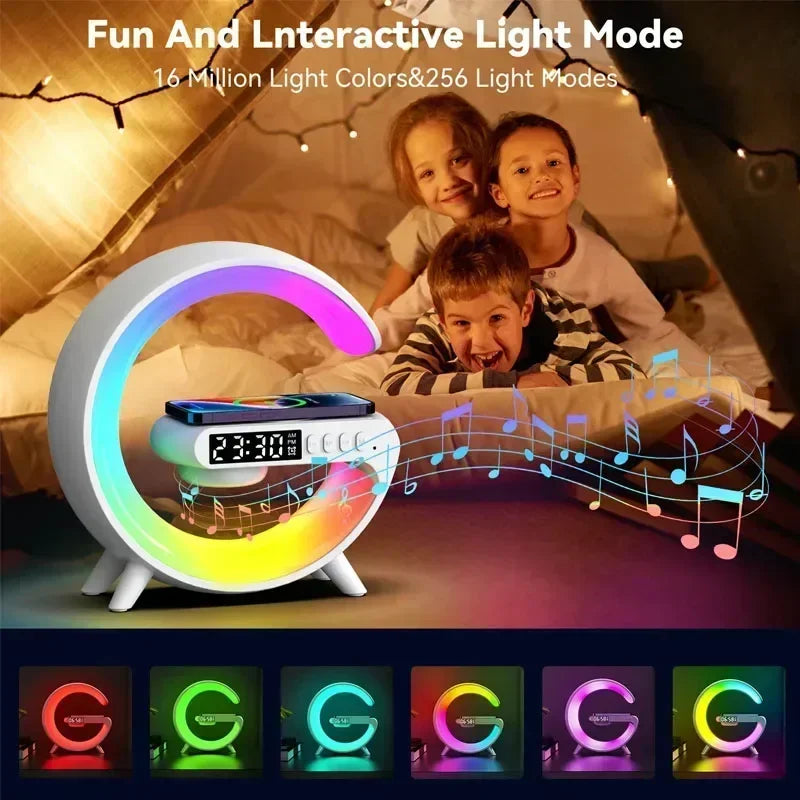 Wireless Charger Pad Stand Speaker RGB Night Light Fast Charging for Iphone Samsung Xiaomi Huawei
