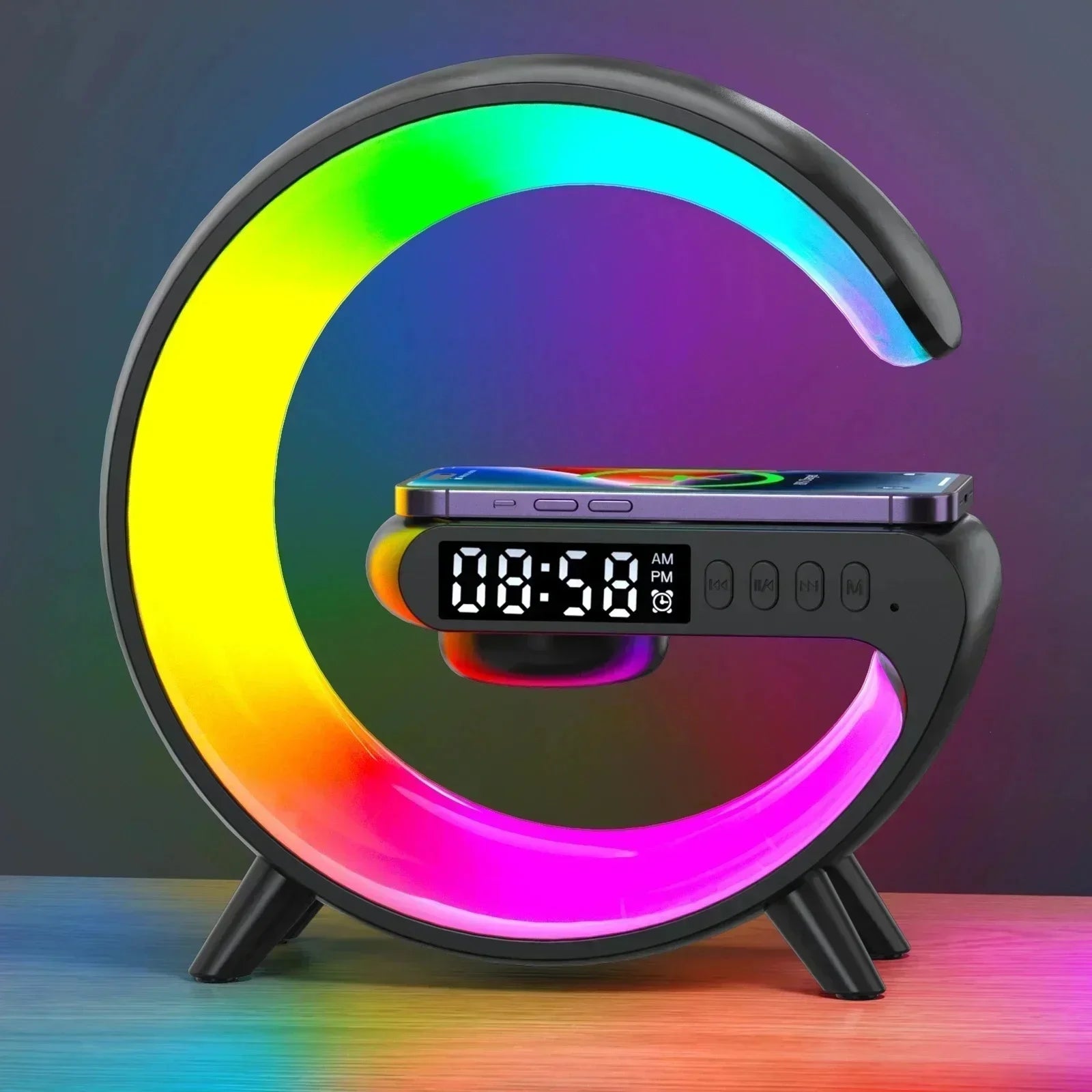 Wireless Charger Pad Stand Speaker RGB Night Light Fast Charging for Iphone Samsung Xiaomi Huawei